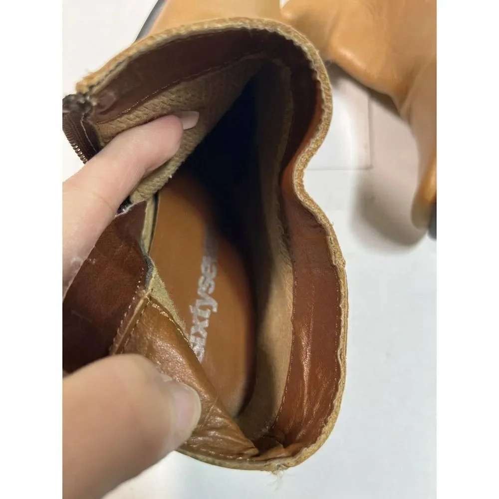 Y2K Anthropologie Sixty Seven 67 Tan High Heel Ankle Booties Square Toe Skinny H